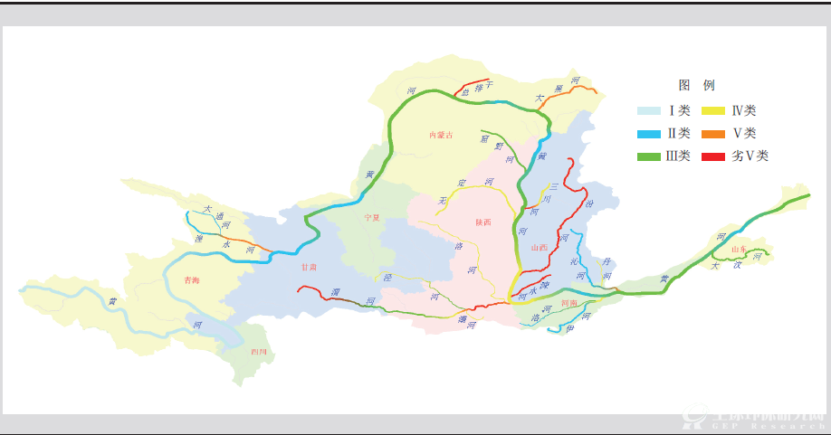 2013年黄河流域水质分布示意图