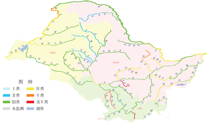 2014年松花江流域水质分布示意图图片